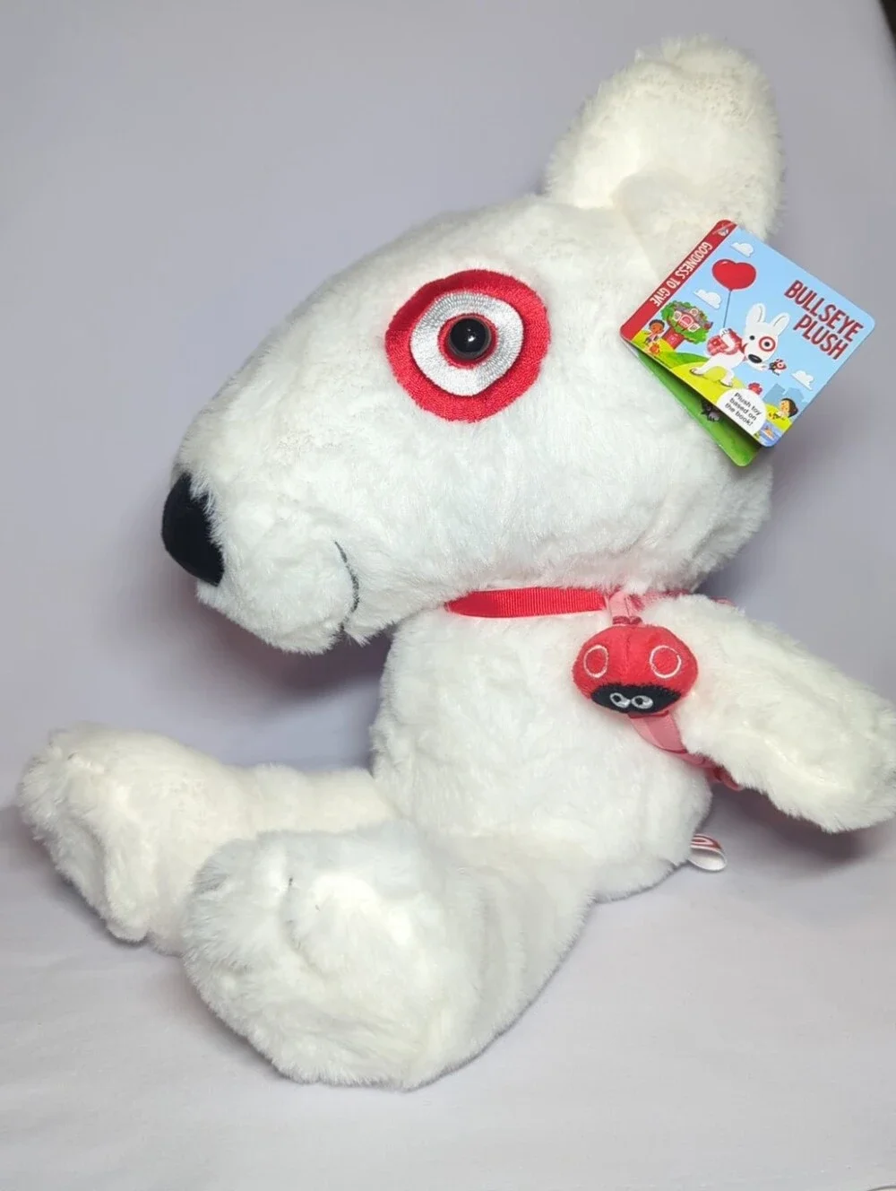 Target 16” Bullseye Plush Stuffed Animal Dog w/ Ladybug & Backpack Toy Ages 3+